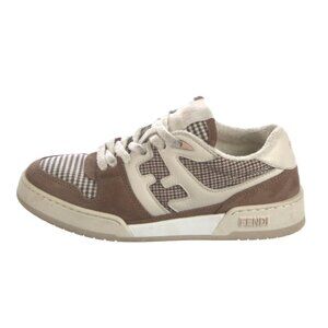 Fendi Suede Houndstooth Print Athletic Sneakers